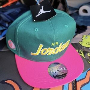 Air Jordan Snapback Hat Cap Green And Pink